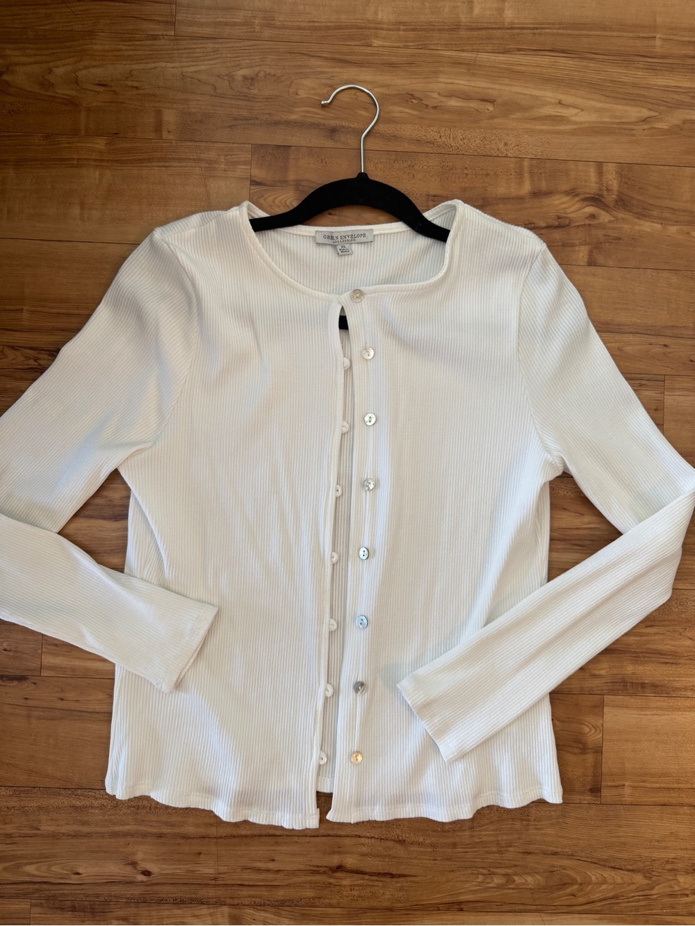 White Ribbed Cardigan
